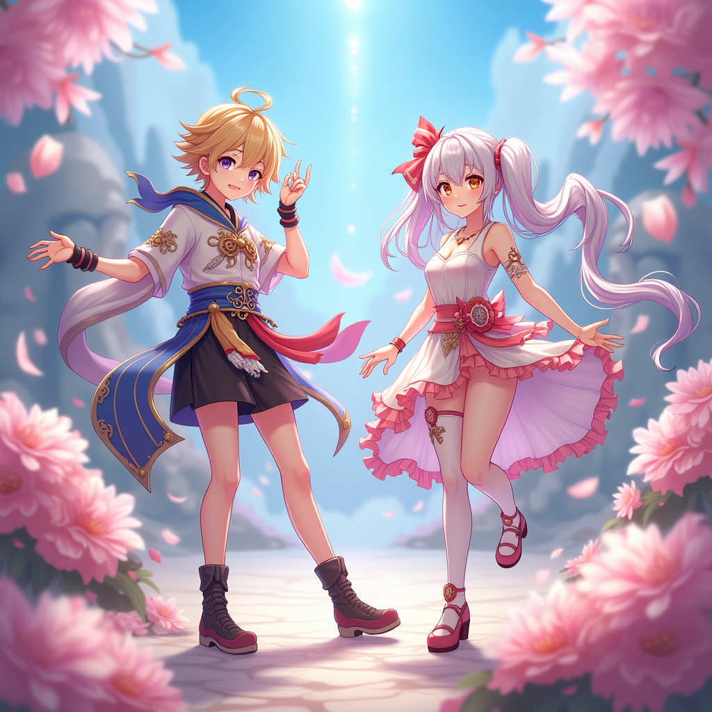 Genshin Impact 5.3 update featuring new explorable areas in Natlan region with vibrant landscapes, two new 5-star characters in dynamic poses, and colorful Chromatic Ode of Candies event decorations