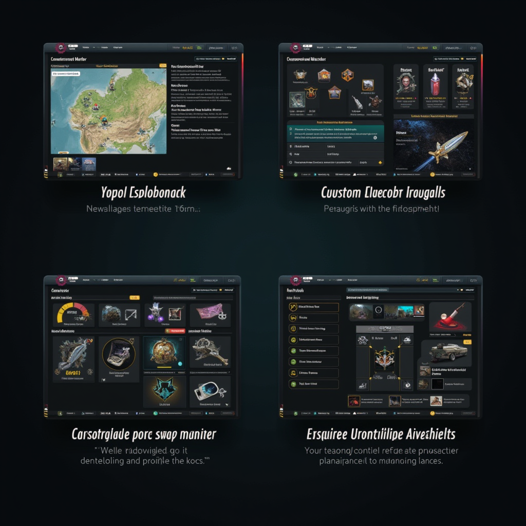 Clean interface screenshot displaying the new quality-of-life features including the enhanced map with custom markers, exploration progress tracker, character loadout quick-swap menu, and improved inventory management system with modern UI design elements